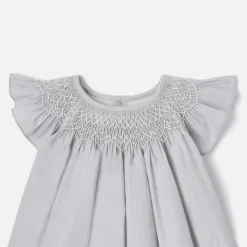 Robe bébé fille en fil à fil - gris/blanc