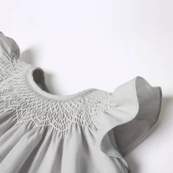 Robe bébé fille en fil à fil - gris/blanc