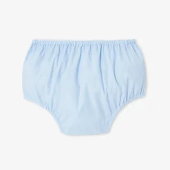 Robe bébé fille en fil à fil - bleu/blanc