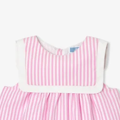 Robe bébé fille en popeline - blanc/rose