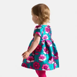 Robe bébé fille en satin - bleu/multicolore