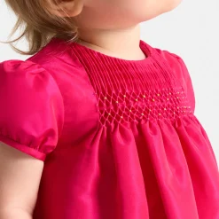Robe bébé fille en taffetas - rose bengale
