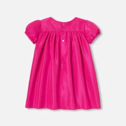 Robe bébé fille en taffetas - rose bengale
