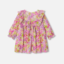 Robe bébé fille en velours Tissu Liberty - blanc/multicolore