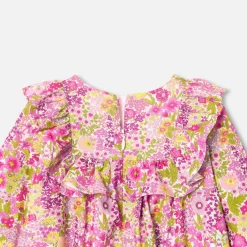 Robe bébé fille en velours Tissu Liberty - blanc/multicolore