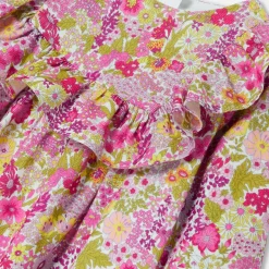 Robe bébé fille en velours Tissu Liberty - blanc/multicolore