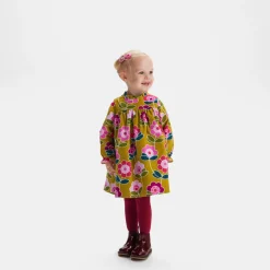 Robe bébé fille en velours - cumin