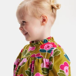 Robe bébé fille en velours - cumin