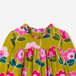 Robe bébé fille en velours - cumin