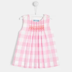 Robe bébé fille en Vichy - rose/blanc