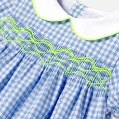 Robe bébé fille manches courtes - bleu/blanc