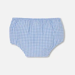 Robe bébé fille manches courtes - bleu/blanc