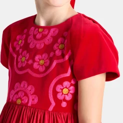 Robe bi-matière enfant fille - rouge jacadi