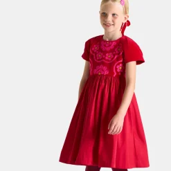 Robe bi-matière enfant fille - rouge jacadi