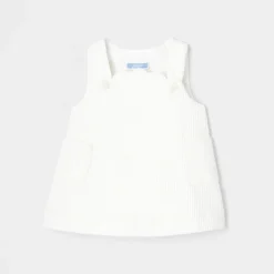 Robe chasuble bébé fille en velours - blanc doux jacadi