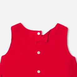 Robe chasuble bébé fille en velours - rouge tomate