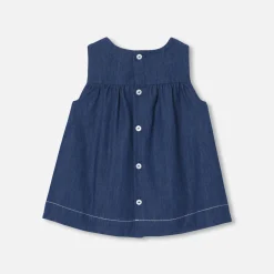 Robe chasuble bébé fille en denim léger - denim fonce
