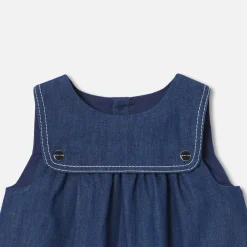 Robe chasuble bébé fille en denim léger - denim fonce