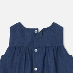 Robe chasuble bébé fille en denim léger - denim fonce
