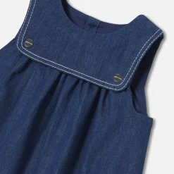 Robe chasuble bébé fille en denim léger - denim fonce