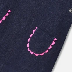 Robe chasuble bébé fille en jean - denim fonce