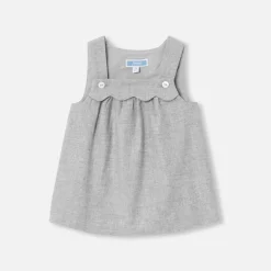Robe chasuble bébé fille en flanelle - gris chine clair jacadi