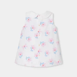 Robe chasuble bébé fille en piqué de coton - blanc/multicolore
