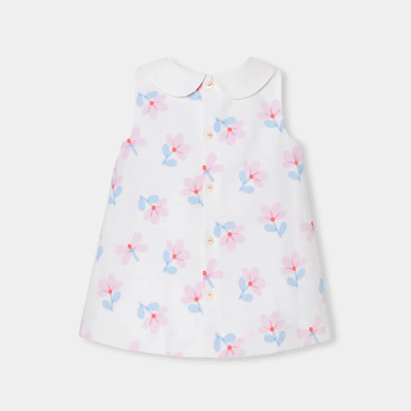 Robe chasuble bébé fille en piqué de coton - blanc/multicolore
