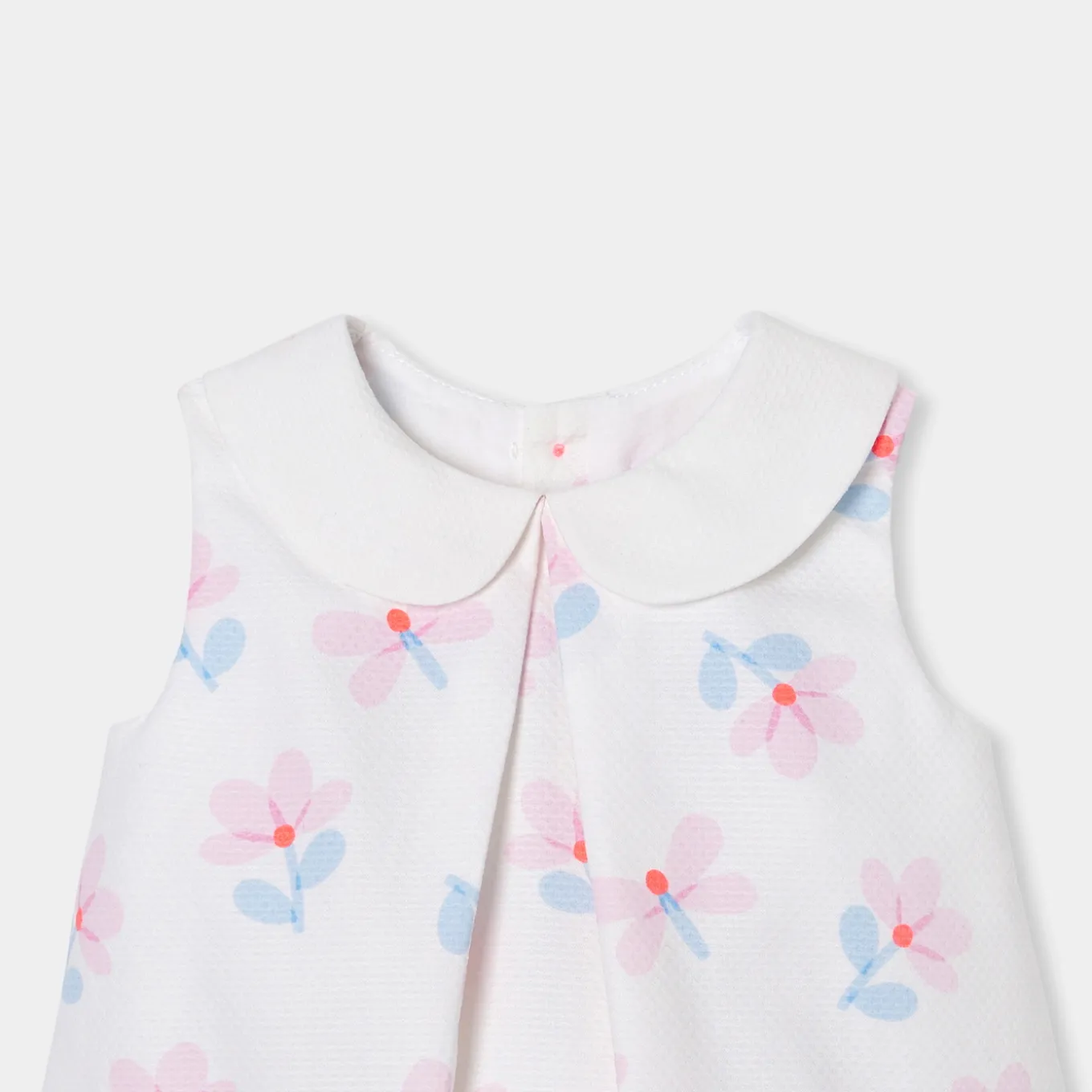 Robe chasuble bébé fille en piqué de coton - blanc/multicolore