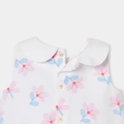 Robe chasuble bébé fille en piqué de coton - blanc/multicolore