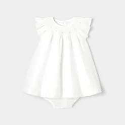 Robe de cérémonie en lin bébé fille - blanc jacadi