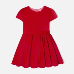 Robe en velours enfant fille - rouge pavot