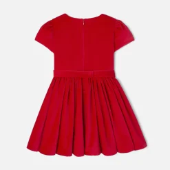 Robe en velours enfant fille - rouge pavot
