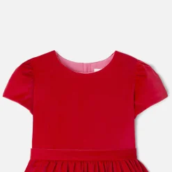 Robe en velours enfant fille - rouge pavot