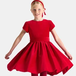 Robe en velours enfant fille - rouge jacadi
