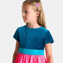 Robe enfant fille color block - rose/bleu