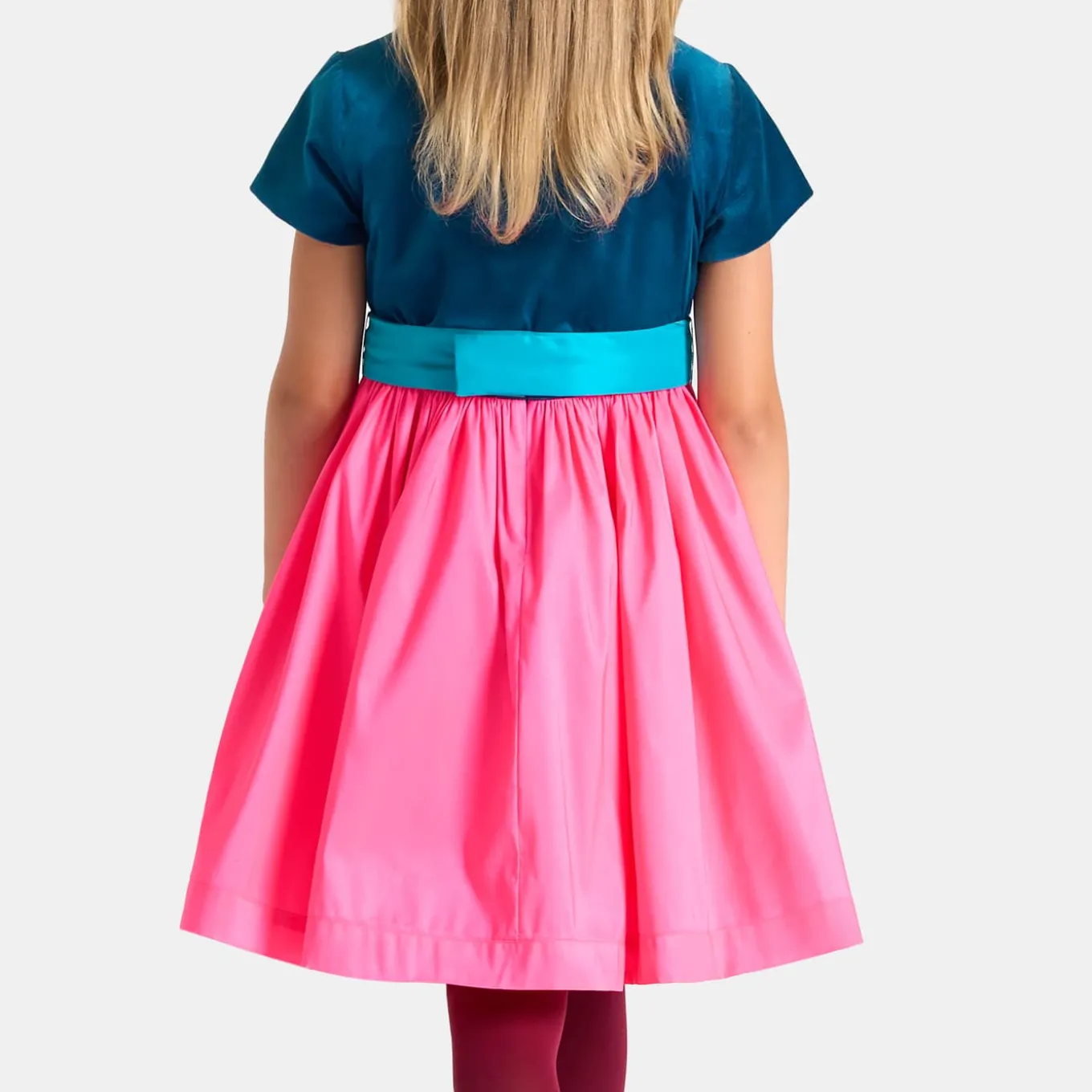 Robe enfant fille color block - rose/bleu