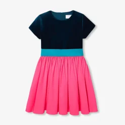 Robe enfant fille color block - rose/bleu