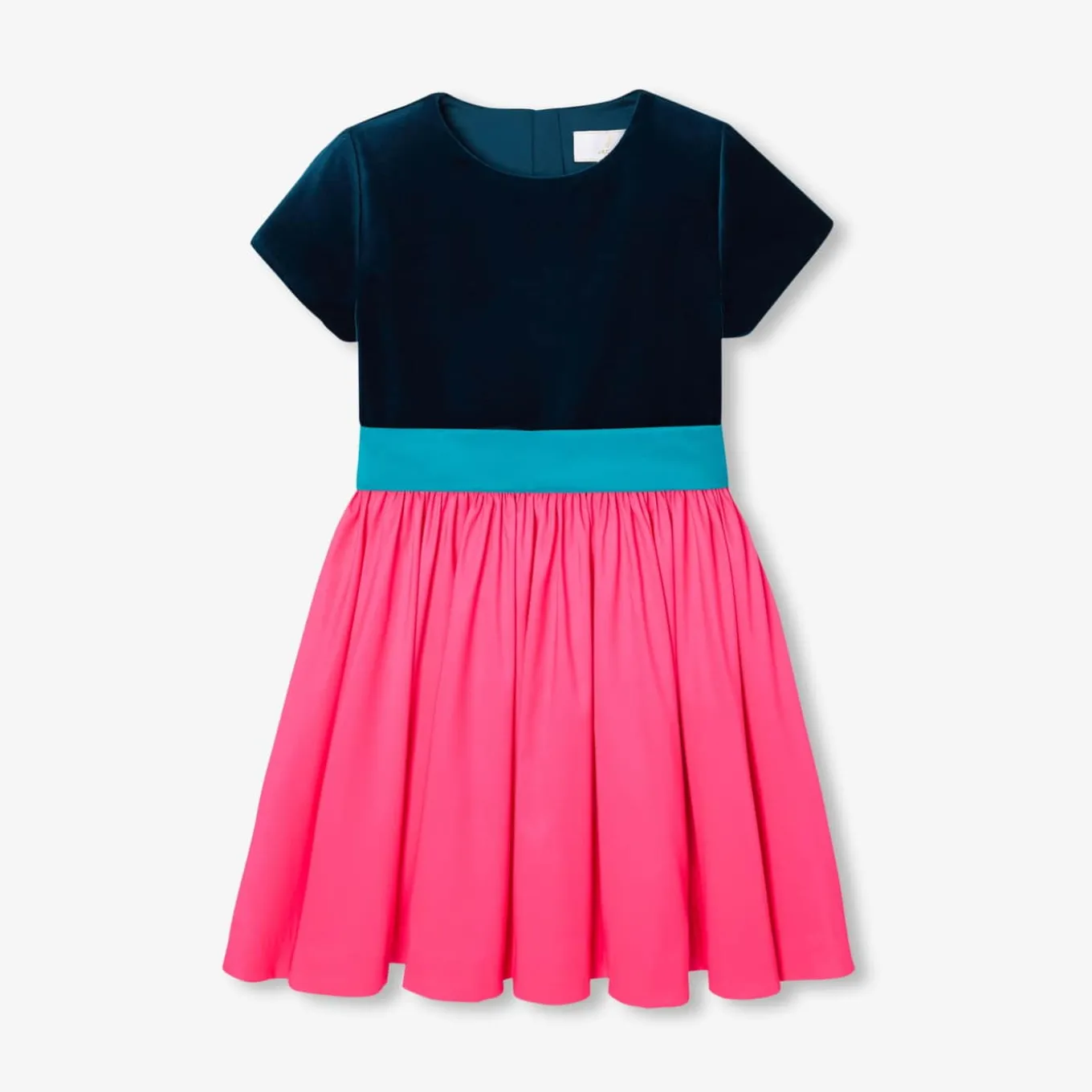 Robe enfant fille color block - rose/bleu