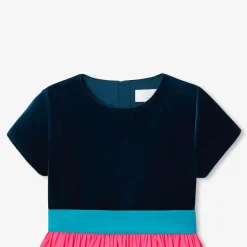 Robe enfant fille color block - rose/bleu