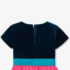 Robe enfant fille color block - rose/bleu