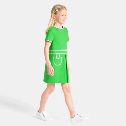 Robe enfant fille en piqué alvéolé - vert trefle