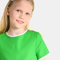 Robe enfant fille en piqué alvéolé - vert trefle