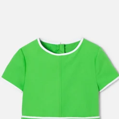 Robe enfant fille en piqué alvéolé - vert trefle