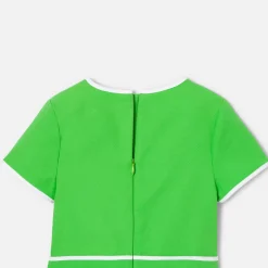 Robe enfant fille en piqué alvéolé - vert trefle