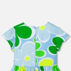 Robe enfant fille en popeline - blanc/multicolore