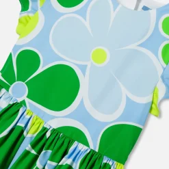 Robe enfant fille en popeline - blanc/multicolore