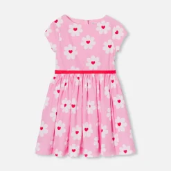Robe enfant fille en popeline - rose/multicolore