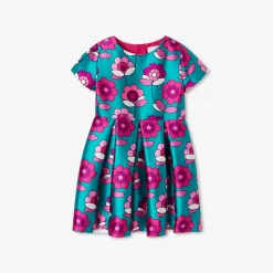 Robe enfant fille en satin - bleu/multicolore