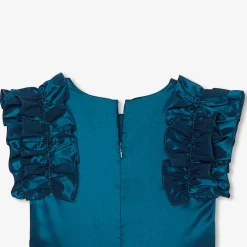 Robe enfant fille en taffetas - bleu turquoise